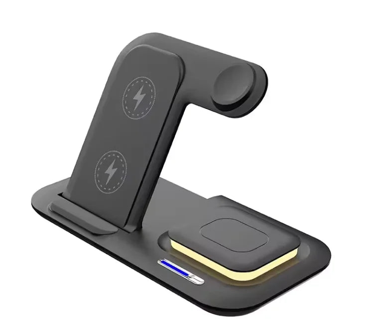 2025 Multifunction Foldable Wireless Charger 15W 3 in 1 Fast Portable Charging Station for Mobile Phone/earphone/watch Black Tidesmit