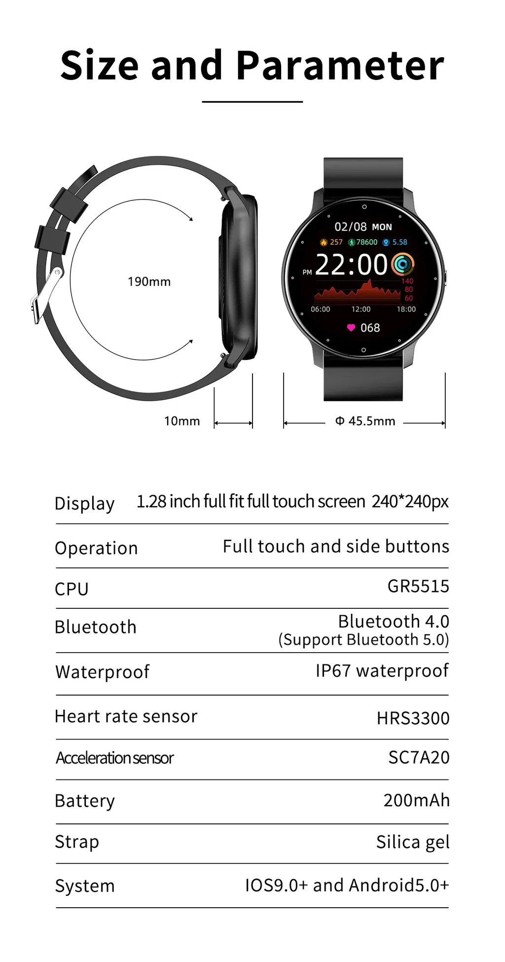 Wholesale Factory Price ZL02D 1.28" IPS 200mAh IP67 Real Sensor Smart Watch Fitness Tracker Hombre for Women Men - Tidesmit