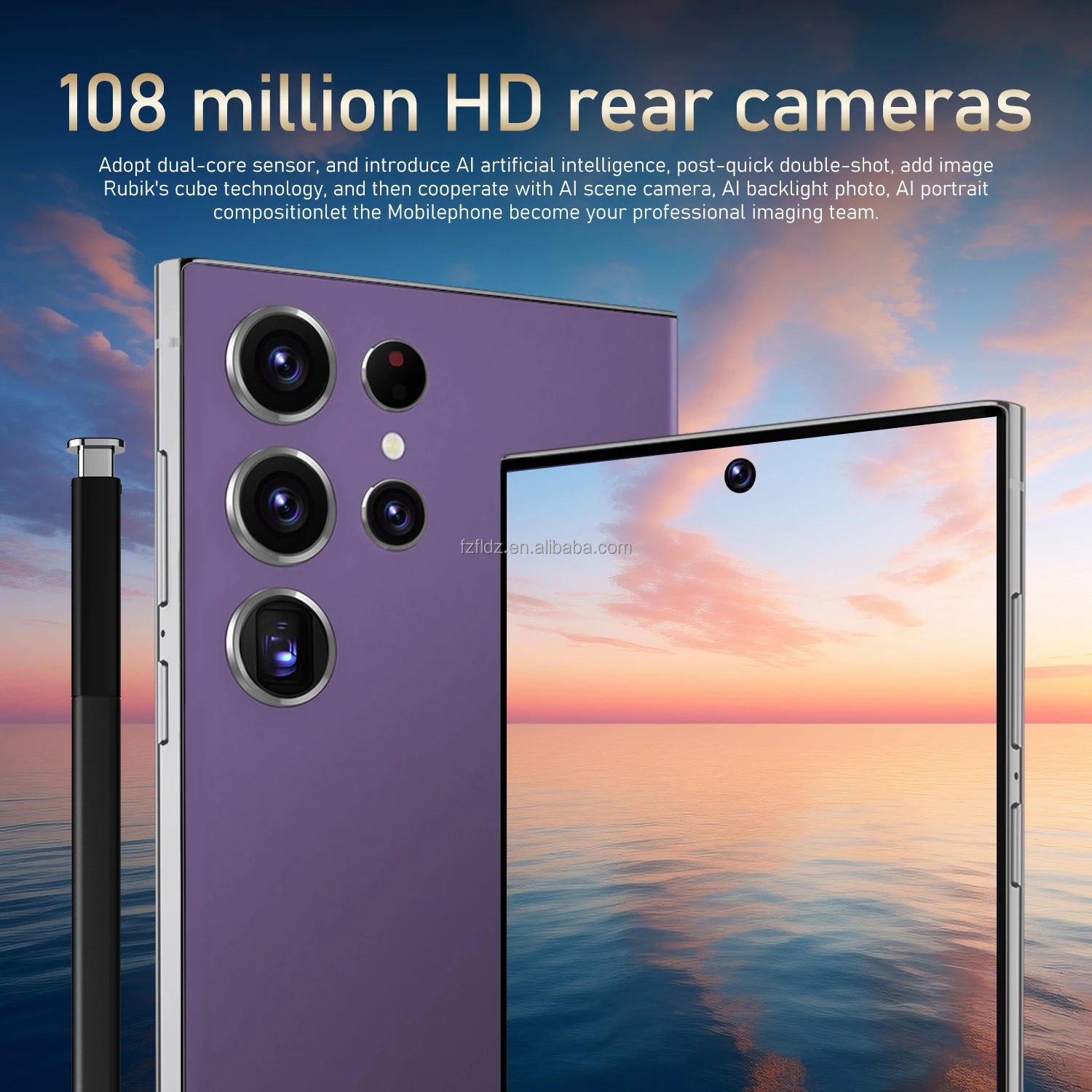 Tidesmit S24 Ultra 7.3 inch 5G smartphone with 16GB RAM 1TB storage and 108MP camera in sleek gray
