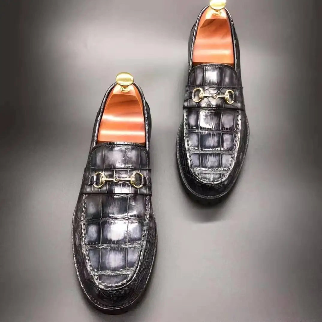 Trendy Custom Color Luxury Shoes Loafers Men Crocodile Leather Slip-on Casual Loafers Handmade Alligator Skin Men's Dress Shoes
