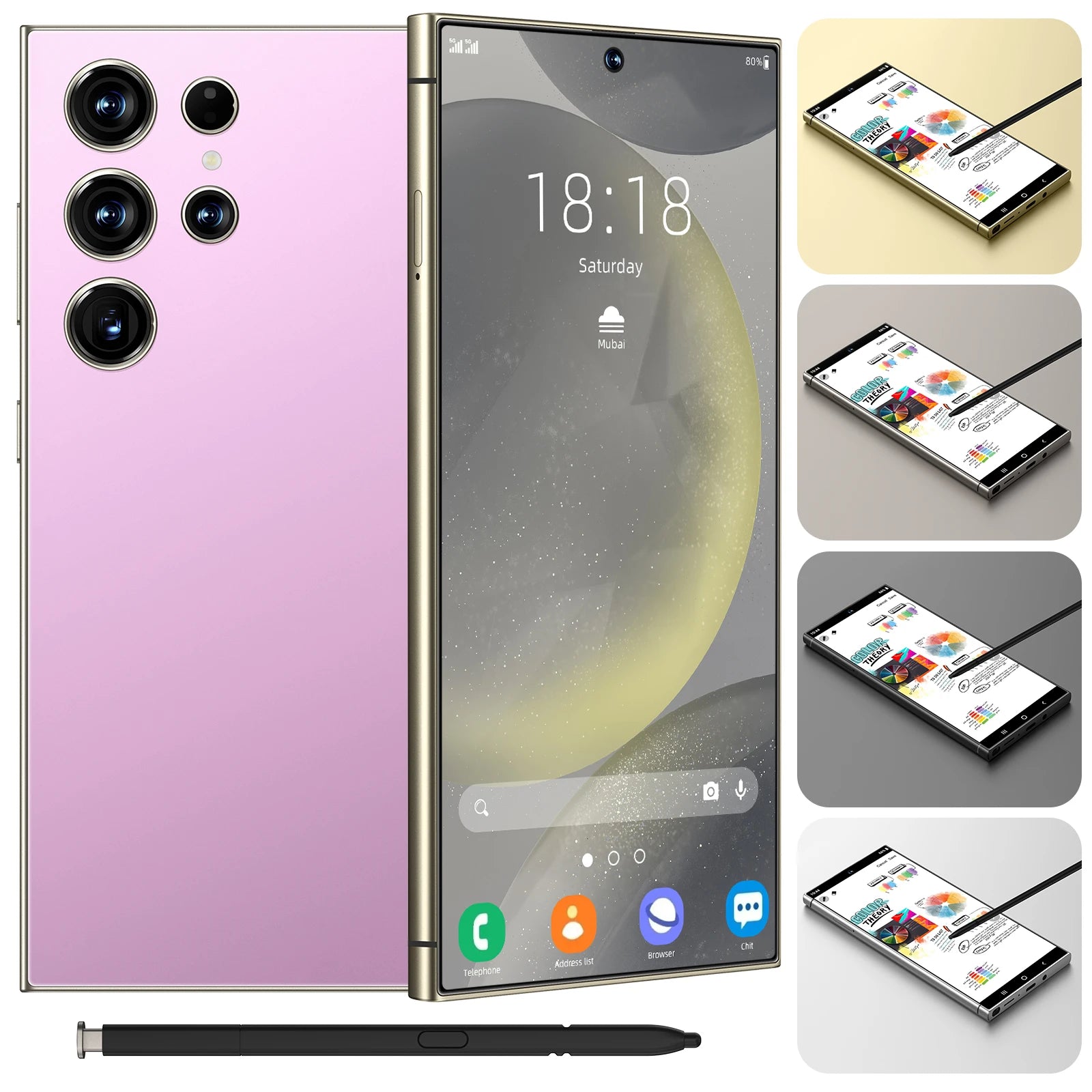 5G Smartphone 1TB 16GB RAM Dual SIM Unlocked Android Device Pink 16g 1TB Tidesmit