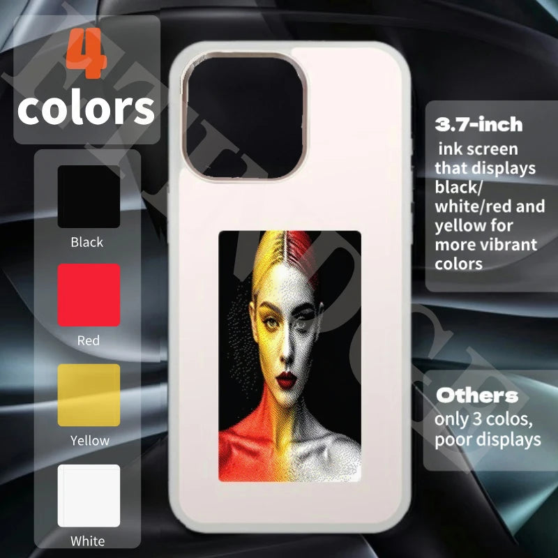New Designer NFC Smart E Ink Screen Display Smart NFC Phone Cases for iPhone 13 14 15 Pro Max DIY Tidesmit