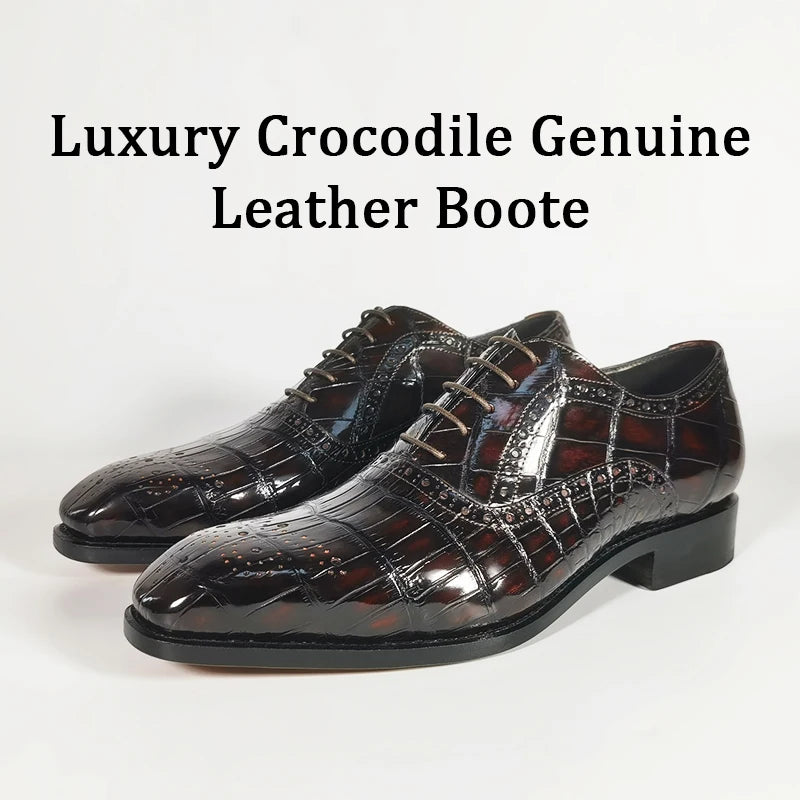 Goodyear Chic Alligator Shoes Men Original Chaussures Hommes Genuine Crocodile Leather Shoes for Men Comfortable Men's Shoes