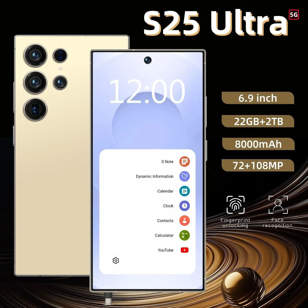 Samsung S25 Ultra 2025 unlocked smartphone with 16GB RAM and 1TB storage showing the device from a side angle
