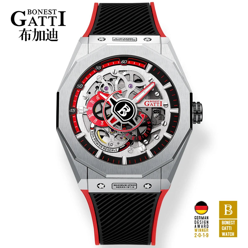 BONEST GATTI  Hot Sale Japan Citizen Movement Men Fashion Sport Automatic Mechanical Watch