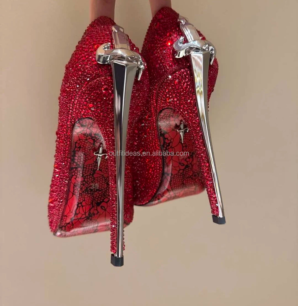 Luxury Leather Heels With Logo Top Quality Design Gold Sharp Dagger Pumps in Black Cesare Paciot High Heels Sharp Dagger Pumps