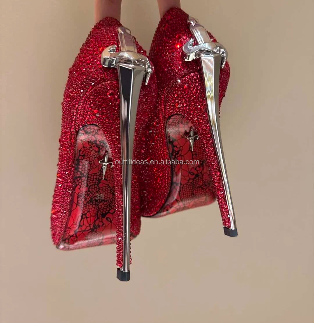 Luxury Leather Heels With Logo Top Quality Design Gold Sharp Dagger Pumps in Black Cesare Paciot High Heels Sharp Dagger Pumps