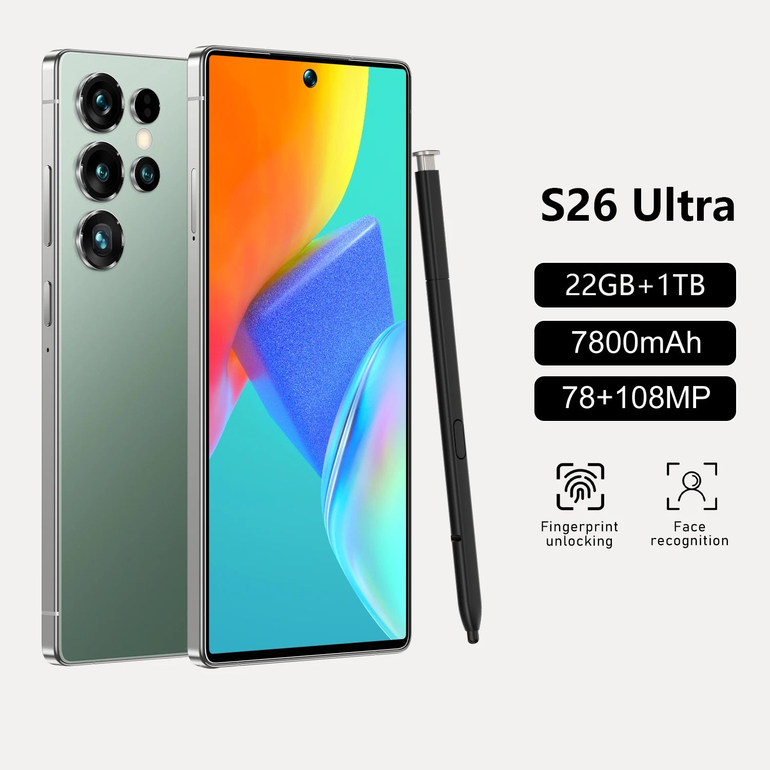 S26 Ultra 5G Android smartphone with 22GB RAM and 1TB storage unlocked mobile phone for high performance gaming