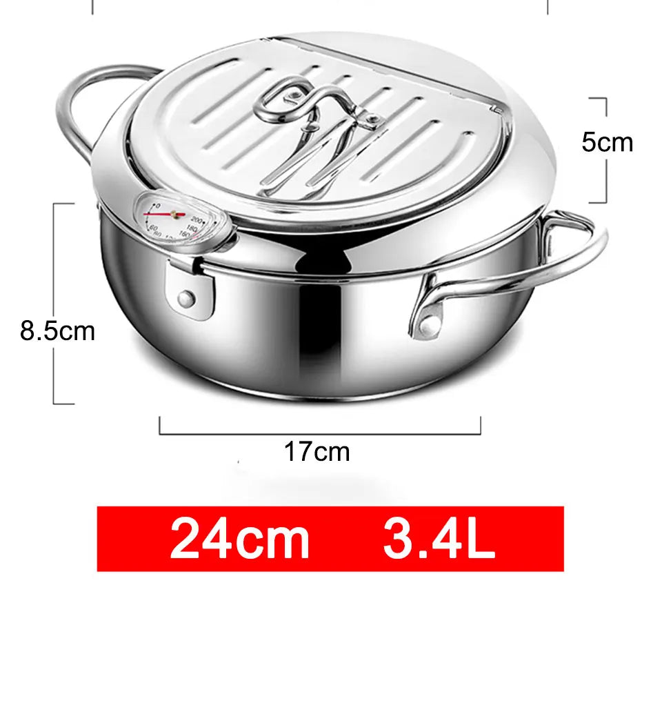 Japanese-Style Tempura Fryer Mini Oil-Saving Deep-Frying Pot Household Small Fryer with Special Temperature Control