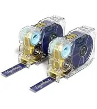Thermal transfer ribbon cartridges with gold, navy, and light-blue reels
