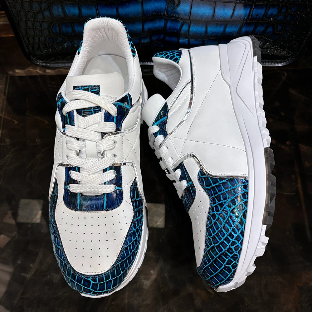 Hot-selling Genuine Crocodile Leather Sports Shoes for Men Fashion Sneakers Walking Men's Leather Shoes Casual Men's Shoes