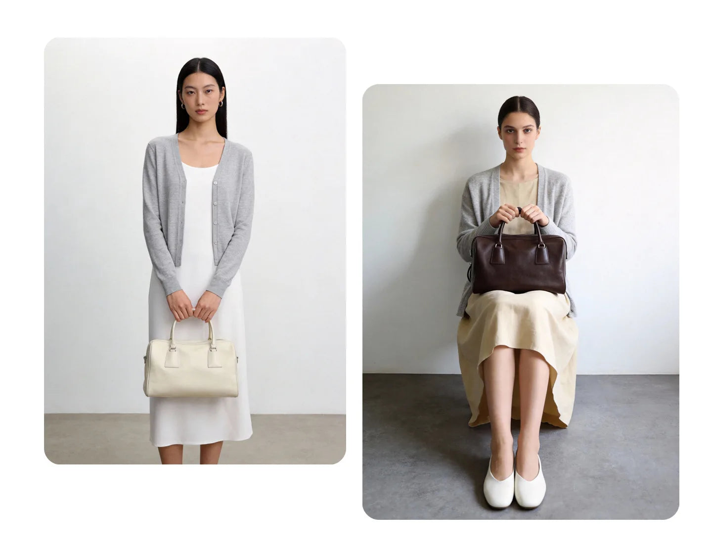 Vegetable-tanned Leather Luxury Minimalist Classic Two Zip Water Resistant Vintage Large-capacity Tote Handbag Boston Bag