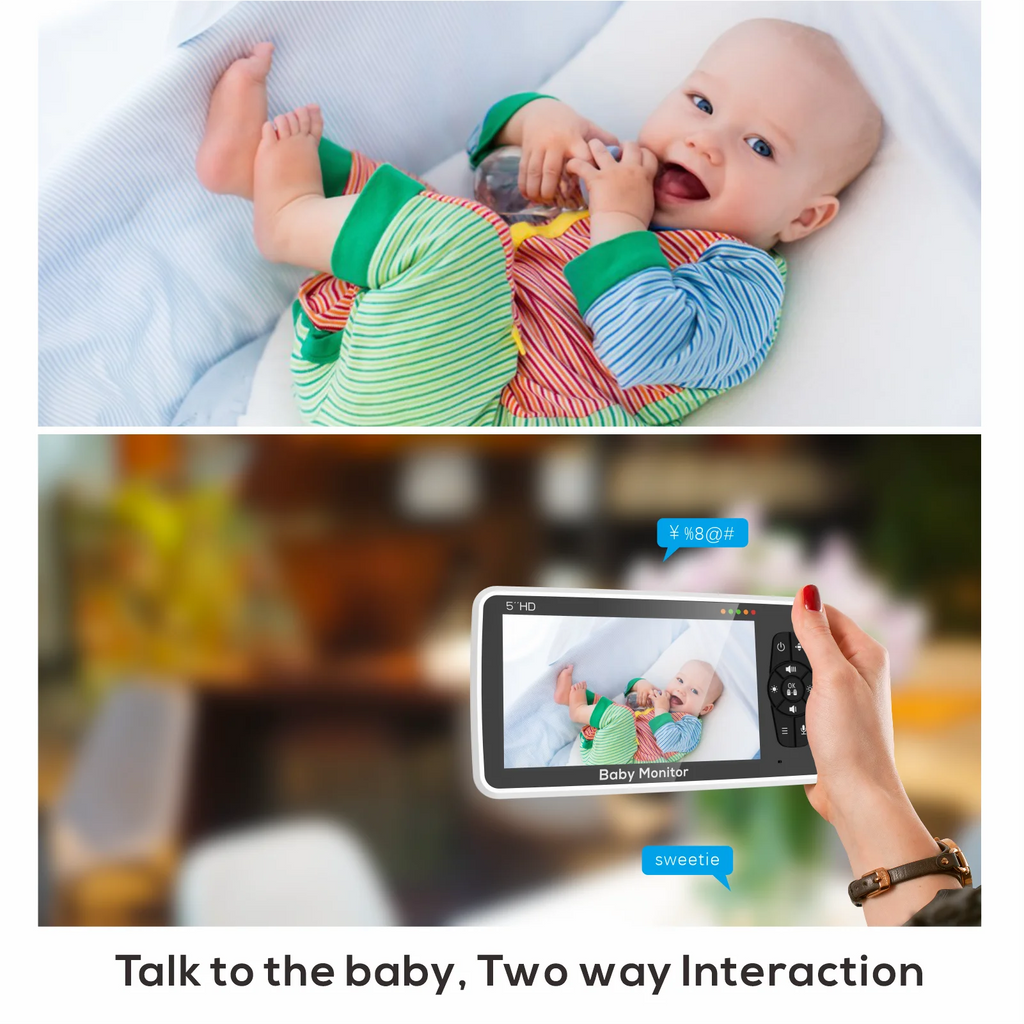 Babystar 5 inch Video Baby Monitor with Two Camera and Audio, Night Vision, 4X Zoom, 1000ft Range 2-Way Audio Temperature Sensor