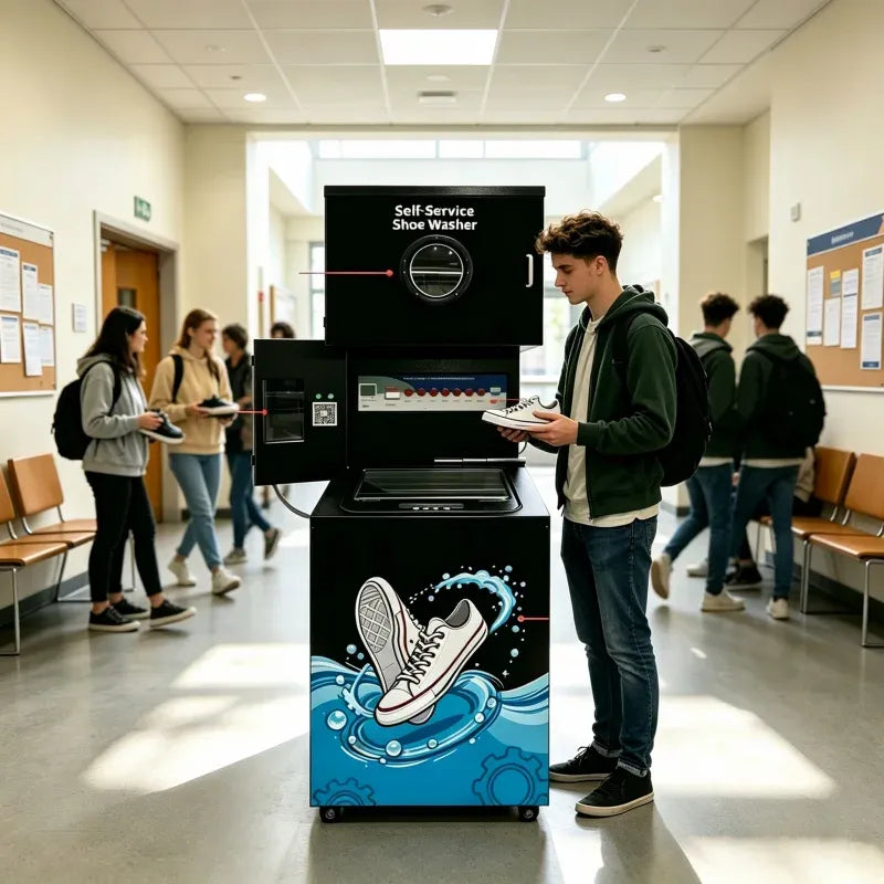 Commercial Automatic Shoe Washer and Dryer with Card and Coin Payment