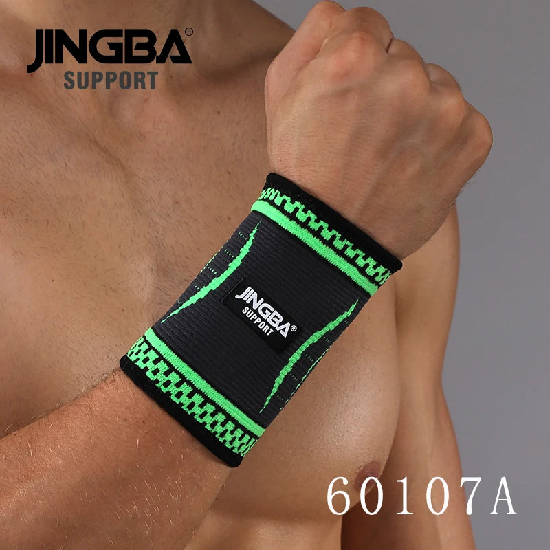 JINGBA Customized Elastic Nylon Knitting Wrist Support Wholesale Colorful Sports Wristband Brace Fitness Safety Product Green L Tidesmit