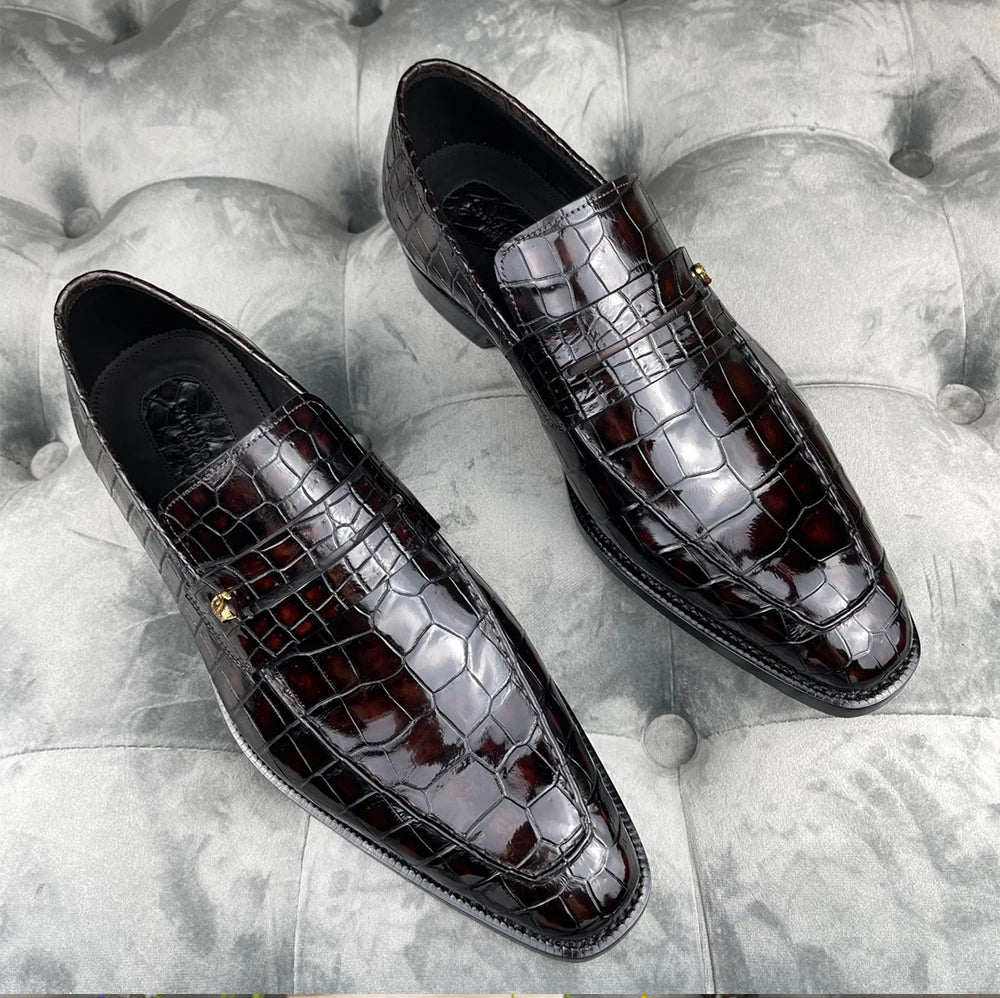 High-end Office Footwear Chaussures Hommes Slip-on Loafers Crocodile Leather Shoes Luxury Handmade Dress Shoes Men New Style