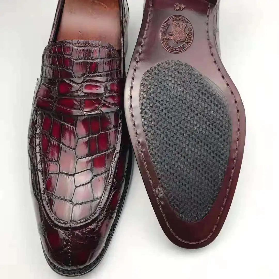 Popular Design Mens Loafer Shoes Stylish Luxury Men's Leather Shoes Top Quality Genuine Crocodile Leather Goodyear Men's Shoes