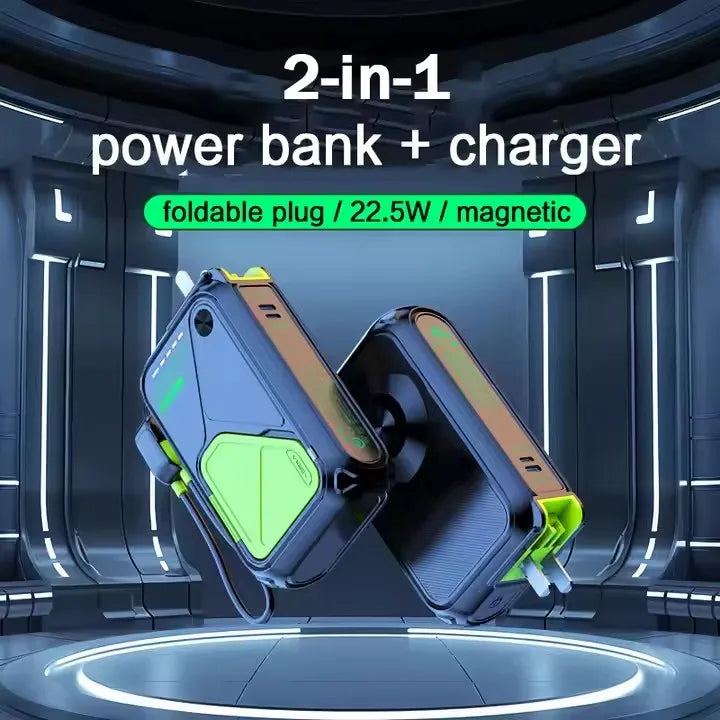 Power bank charger-10000mAh Magnetic Wireless Power Bank Portable 10000mAh Fast Charging Type-C Cable External Battery for iPhone Samsung Xiaomi Tidesmit