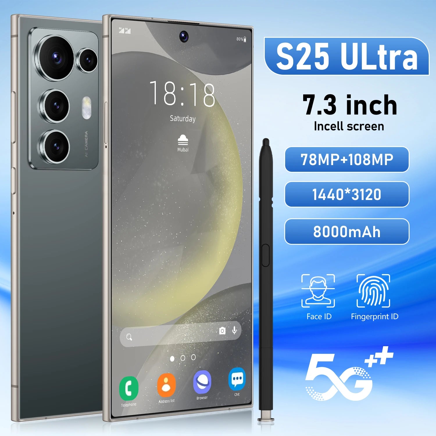 Original S25 Ultra 5G Smart Phone 7.3 Inch 16GB+1TB Dual Card Android14 Unlocked 72+108MP HD Camera Gaming Phone in Spanish - Tidesmit