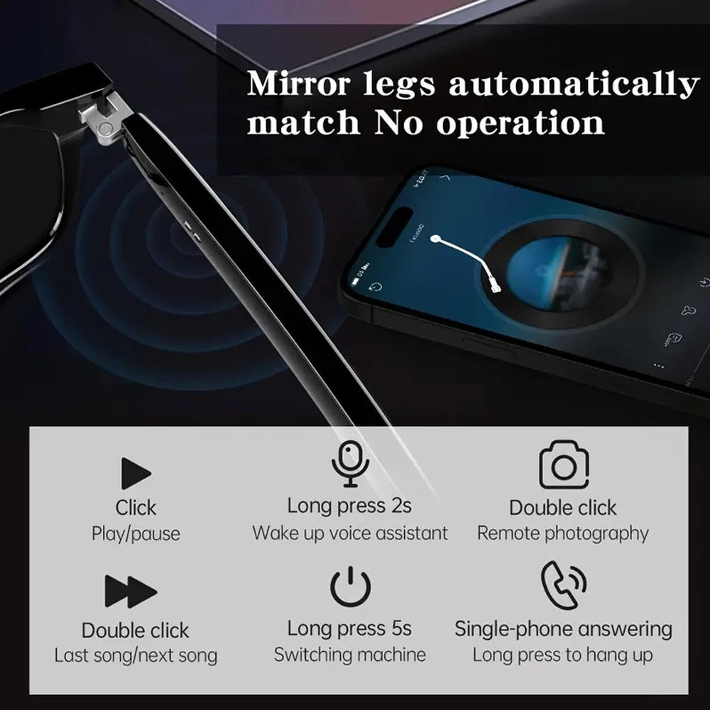 SENBONO E13-06 AI Translate Smart Sunglasses Wireless BT Sunglasses Outdoor Smart Sport Hands-Free Call Music AI Smart Glasses Tidesmit