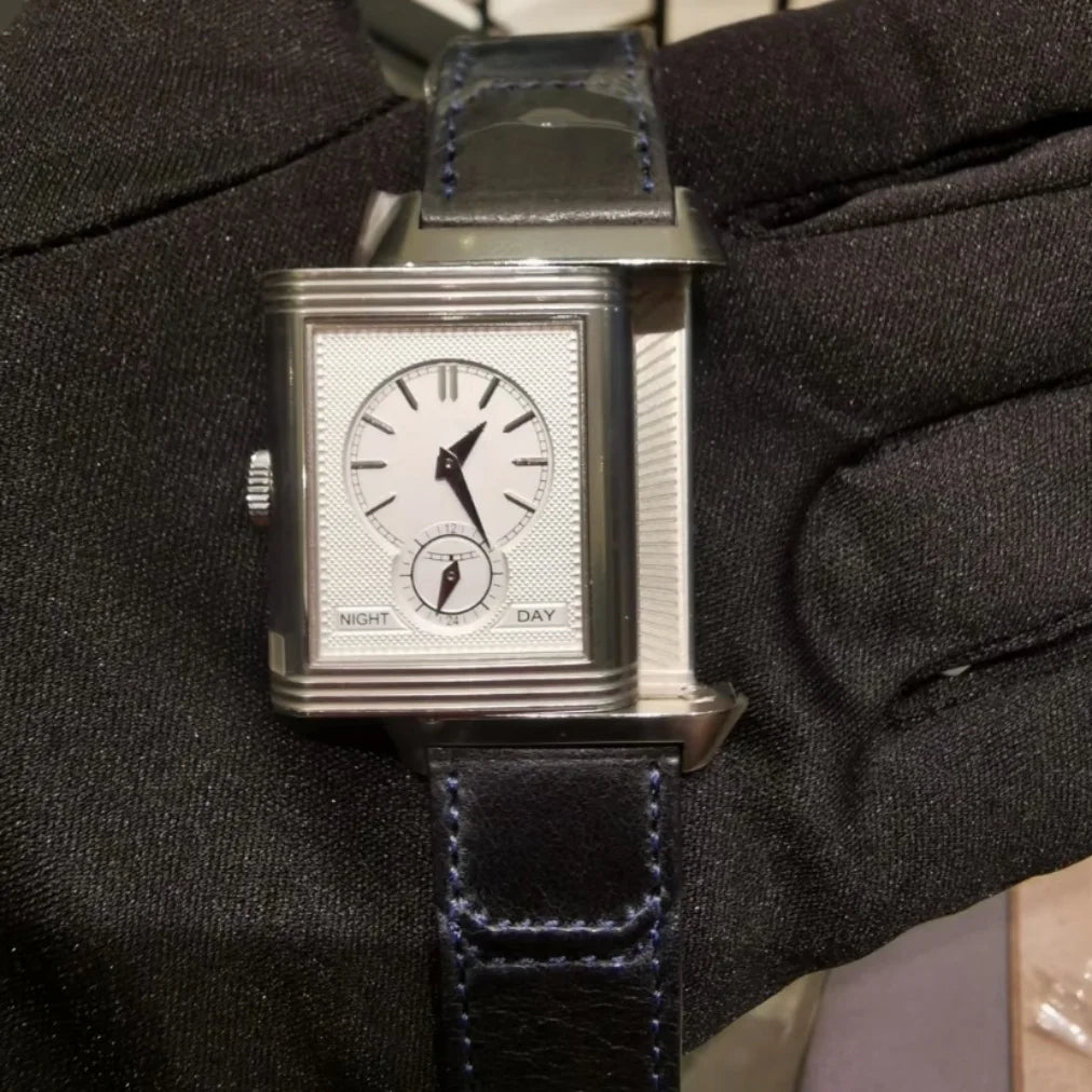 Reverso Luxury Diver Rectangular Dual-Face Flip Dual Time Mechanical Watch 45-Hour Power Reserve 20mm Analog Coin European