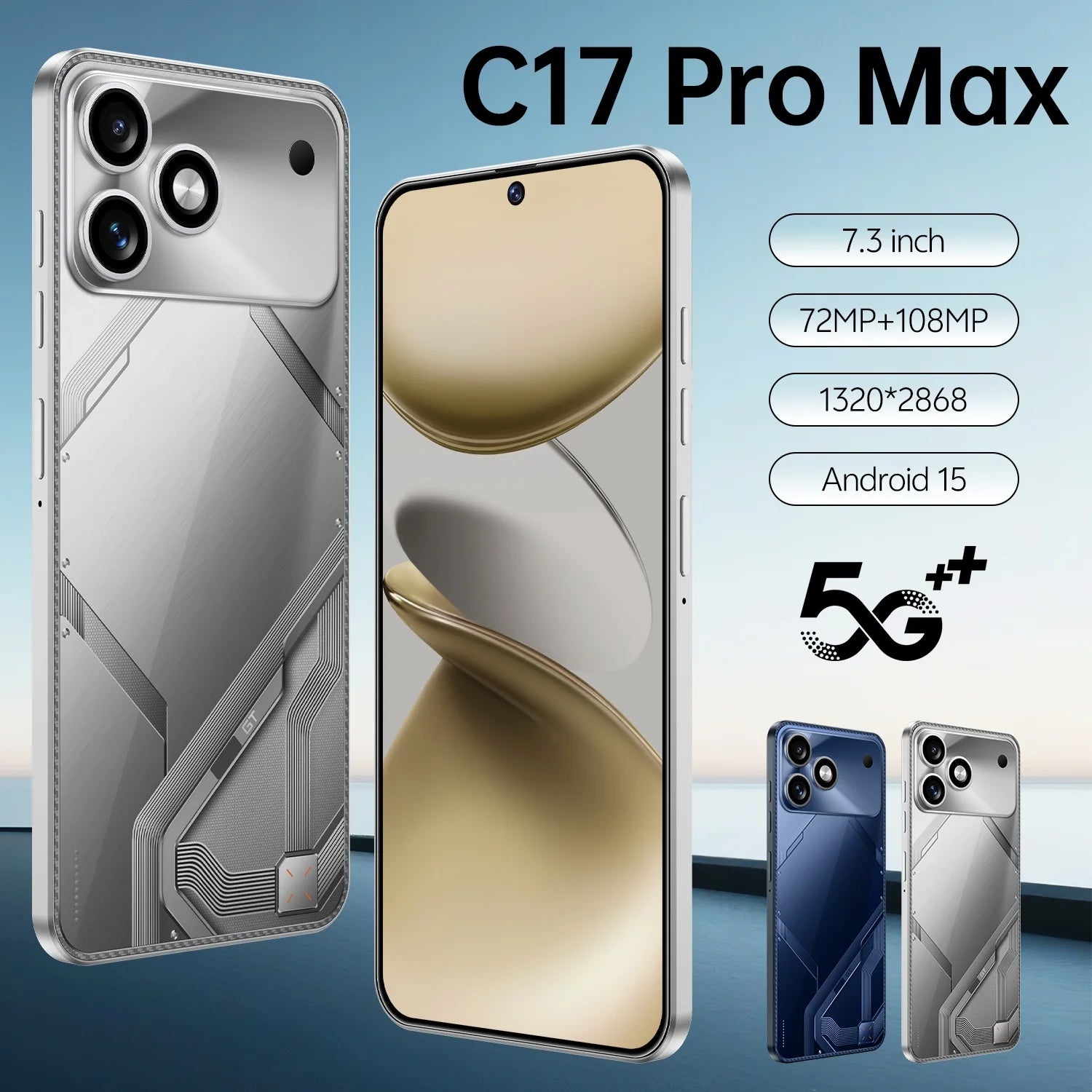 5G Smartphone 7.3-inch AMOLED 16GB RAM 1TB Unlocked Mobile Silver/Gray Silver 16g 1TB Tidesmit