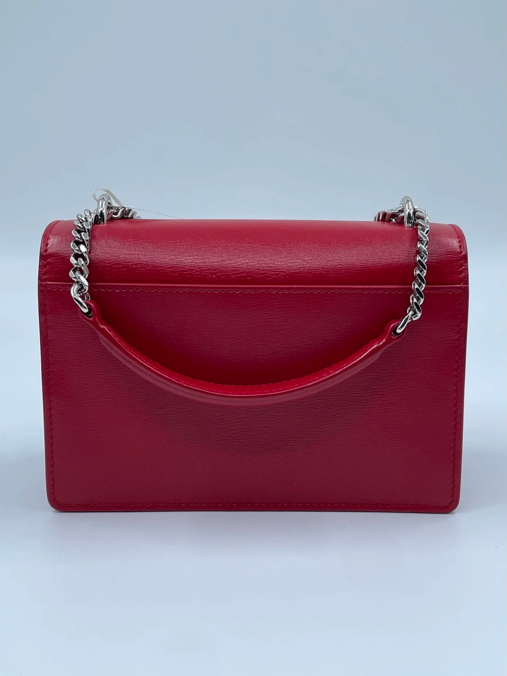 Luxury Second-Hand Designer Genuine Leather Chain Crossbody Bag - Silver Metallic Elegant Style