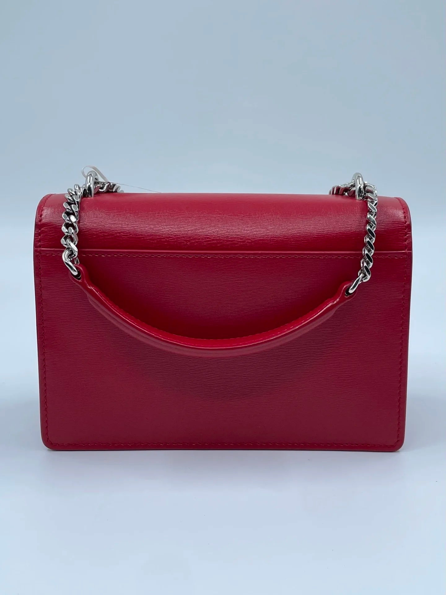 Luxury Second-Hand Designer Genuine Leather Chain Crossbody Bag - Silver Metallic Elegant Style