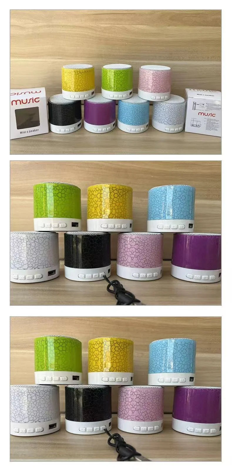 Bluetooth Speaker -Upgrade Mini Portable Bluetooth Speaker RGB Light USB TF Card Reader Stereo MP3 Speaker for Home Atmosphere Desktop