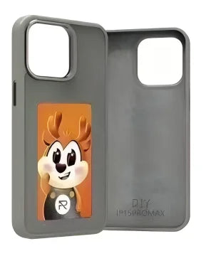 2024 New Designer Nfc Smart E Ink Screen Display Mobile Phone Case Cover for Iphone 15 Pro Max Diy Cases 14/13 Dark Grey Corrugated Box Tidesmit