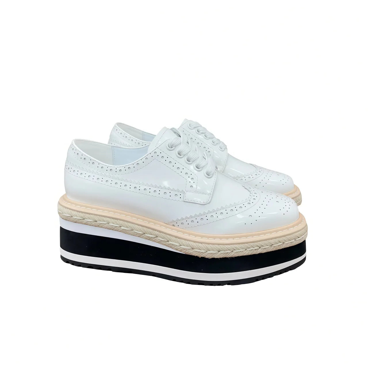 Luxury Designer Toe Stacked Platform Lace-up Vamp Breathable Walking Shoes Orange Calf Leather Re-Edition 65mm Wingtip Loafers