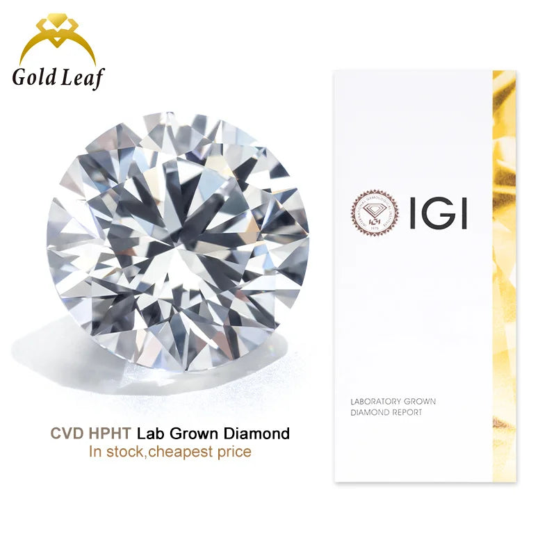 Goldleaf Lab  IGI Certified HPHT CVD Lab Created E Color Loose Diamonds 1CT 2CT 3CT VVS VS Loose Lab Grown Diamond