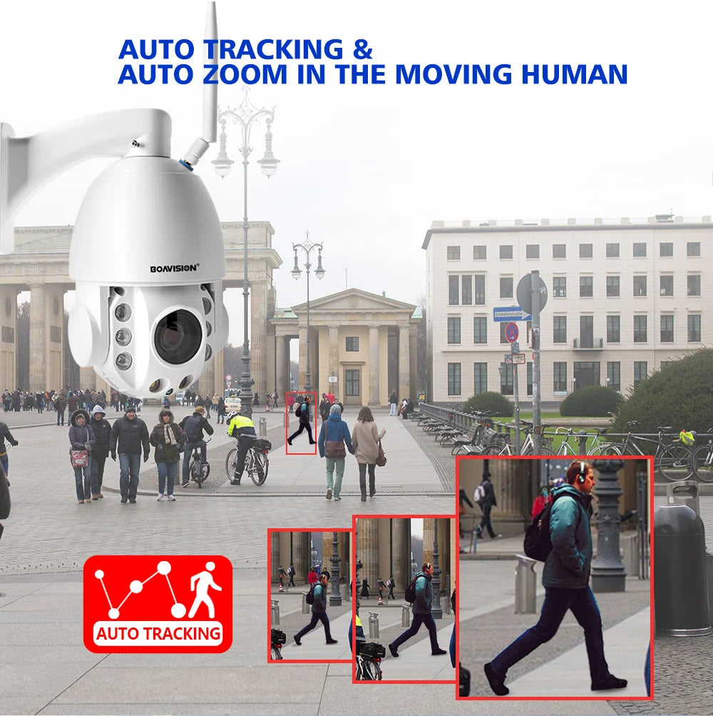 5MP WiFi/4G/POE PTZ IP Camera AI AUTO Tracking 30X Two Way Audio Colorful Night Vision IR 80m Security  CCTV Camera P2P CamHi
