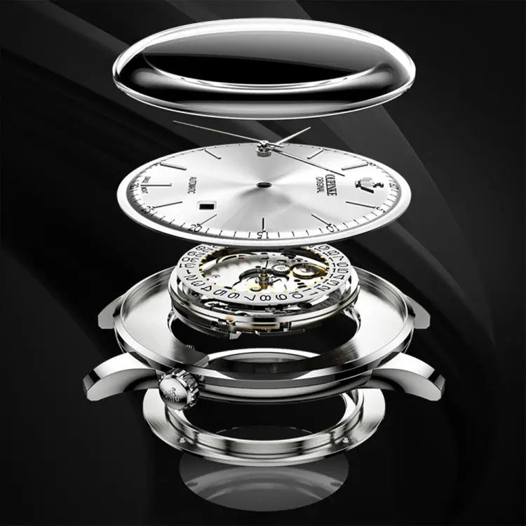 OUPINKE 3269 Original Luxury Ultra Thin Watch Men Automatic Mechanical Slim with Date Brand Leather Wristwatch Relogio Masculino