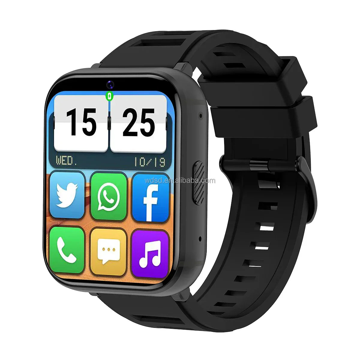 4g Smart Watch Fitness Clock Android Music with Camera Radio Metal Oem Ips Q668 Full Screen Sport Waterproof Mini Phone Black - Tidesmit