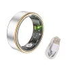 Smart Ring SR06 5ATM Silver Gold Fitness Tracker App Control Heart Rate Blood Oxygen Pressure Sleep Step Distance Monitor for silver+edge gold with cable charging SR06 Tidesmit
