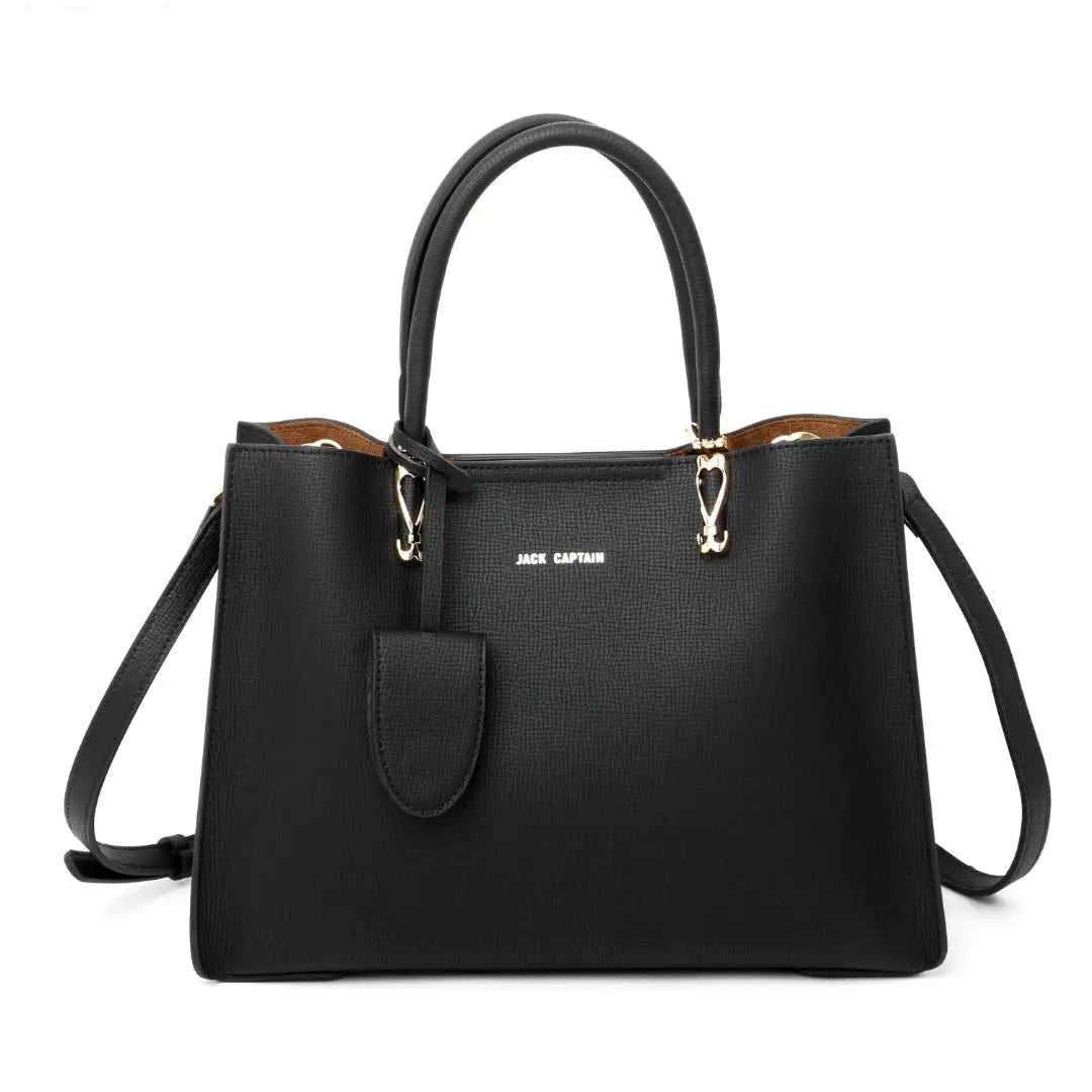 JACK CAPTAI Luxury Genuine Leather Waterproof Zipper Women's Casual Tote Solid Pattern Polyester Lining Trending Designer