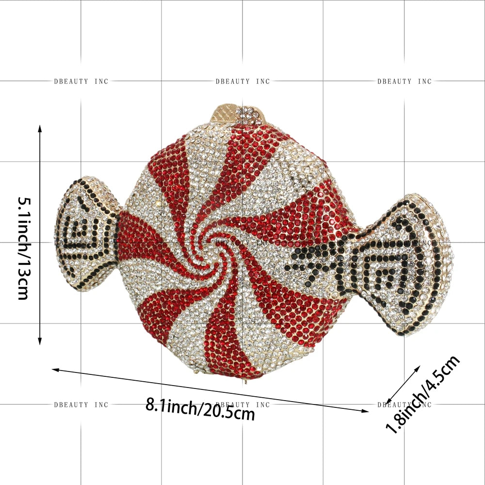 Luxury Fashion Diamond Clutch Purse Candy Shape Rhinestone Shining Crystal Evening Bag Sparkling Handbags Prom Cocktail Party