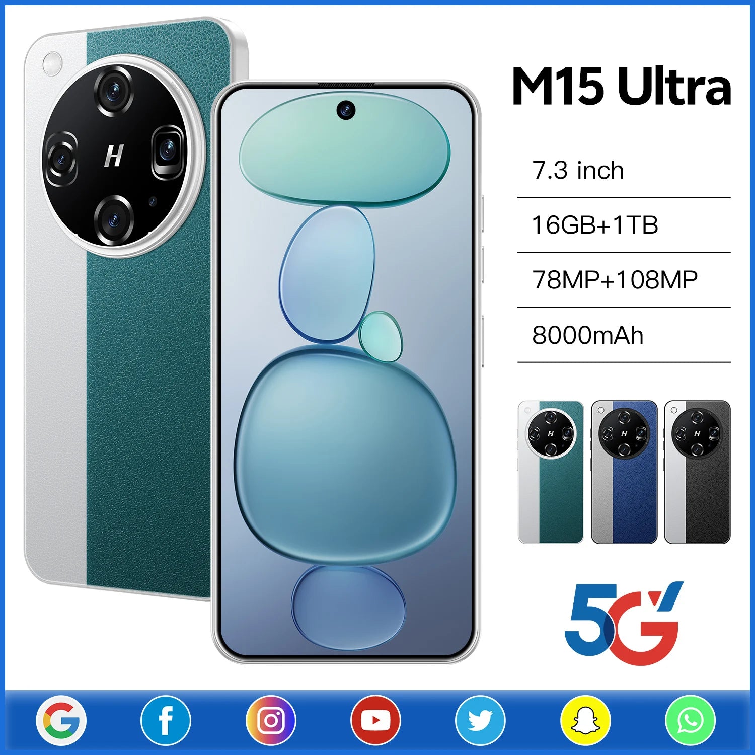 5G Android 15 Smartphone 16GB RAM 1TB 7.3 Inch Display | Tidesmit Tidesmit
