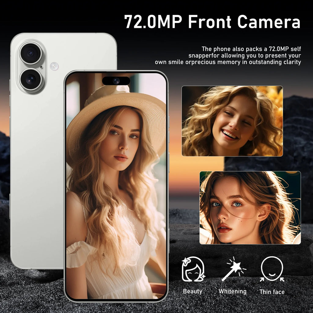 Original I16 Plus 6.7 inch smartphone with 16GB RAM 1TB storage, unlocked 8-core clone iOS mobile phone