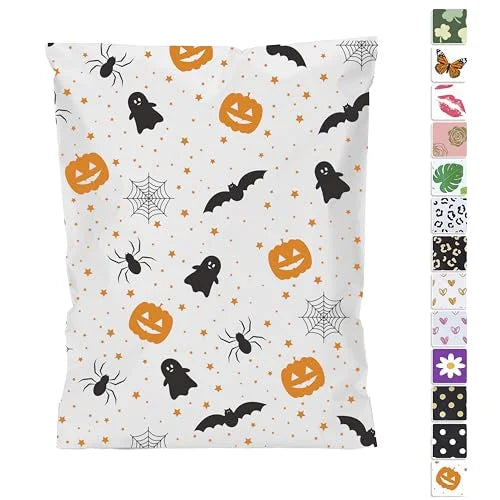 Halloween Printed for Mailing Bags 12x15.5 Inch 50 Pcs Waterproof Tear-Resistant Self-Seal for Clothing & Shoes Packaging