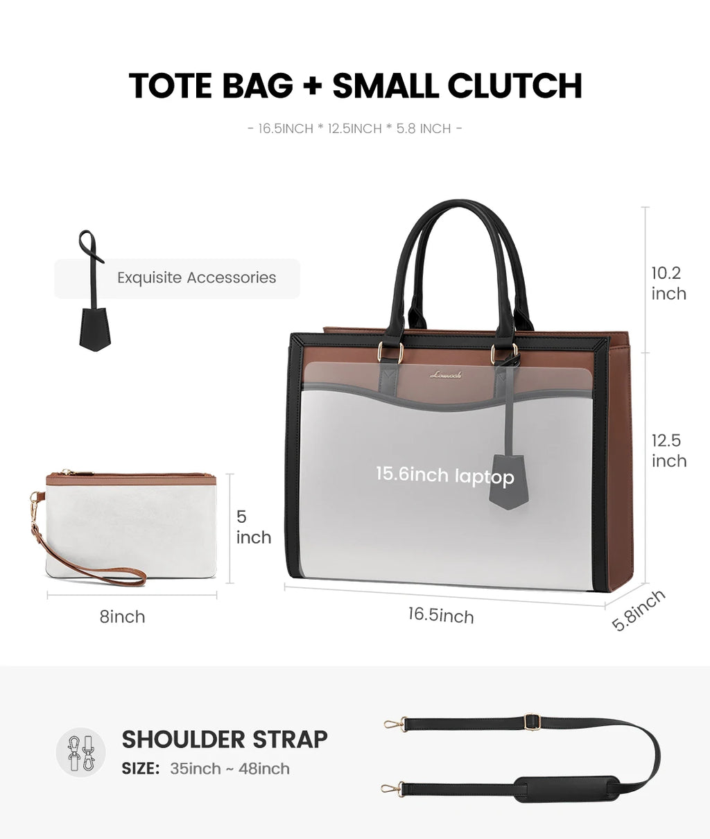 LOVEVOOK 2025 Designer 15.6 17in Laptop Handbag Luxury Tote Bag for Women Ladies Office Travel Daily Work Laptop Tote Hand Bags