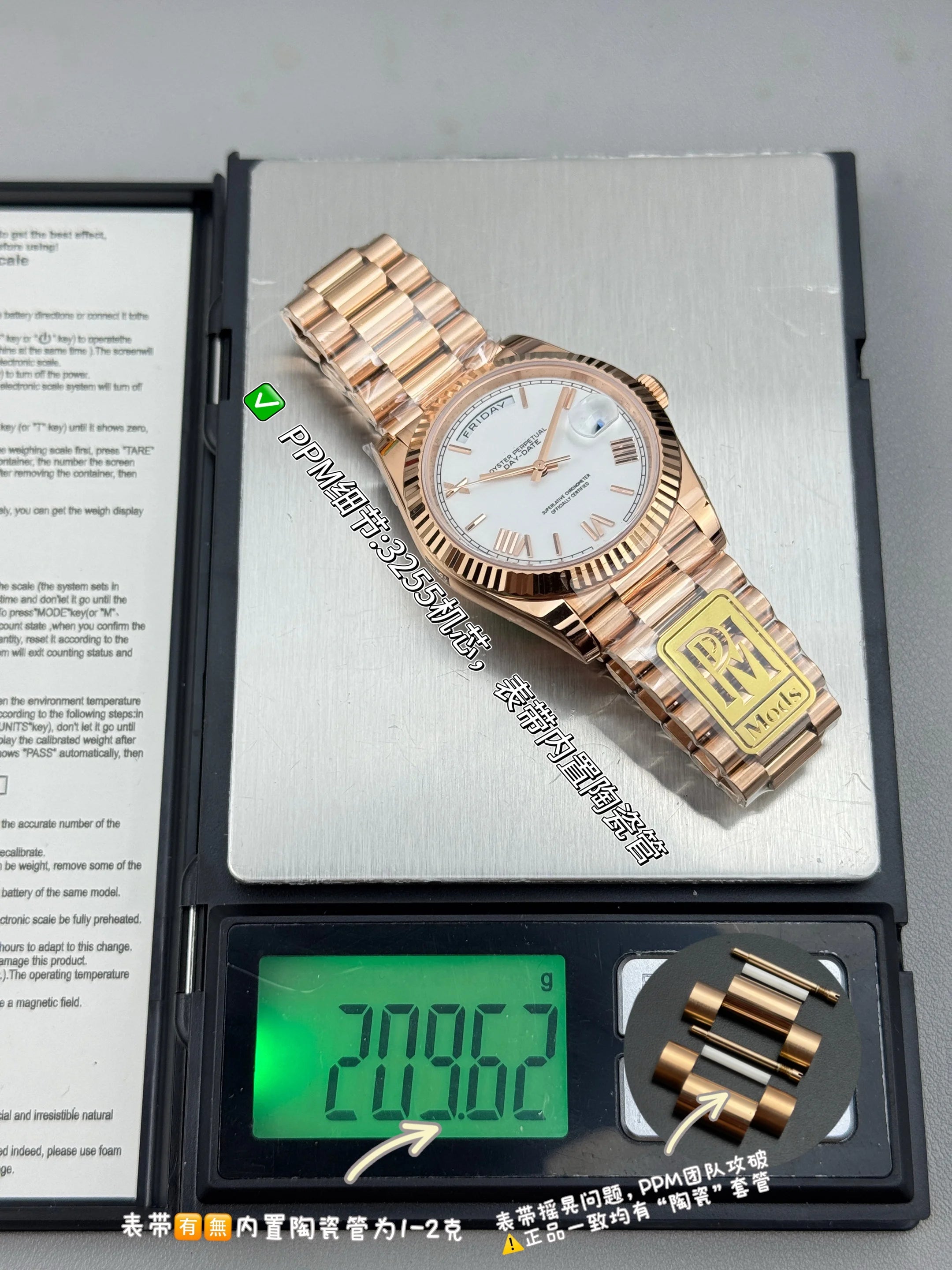 Super Quality Waterproof Mechanical Watch 41mm PPM Factory 904L Steel 3255 Movement 228238 Weighted 208g Green Watch President