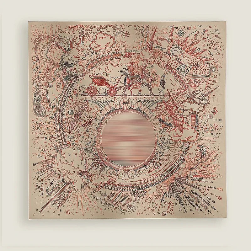 Luxurious 90*90cm Square Digital Art Explosion Printed Silk Scarf Gift Specially Designed for Elegant Individuals