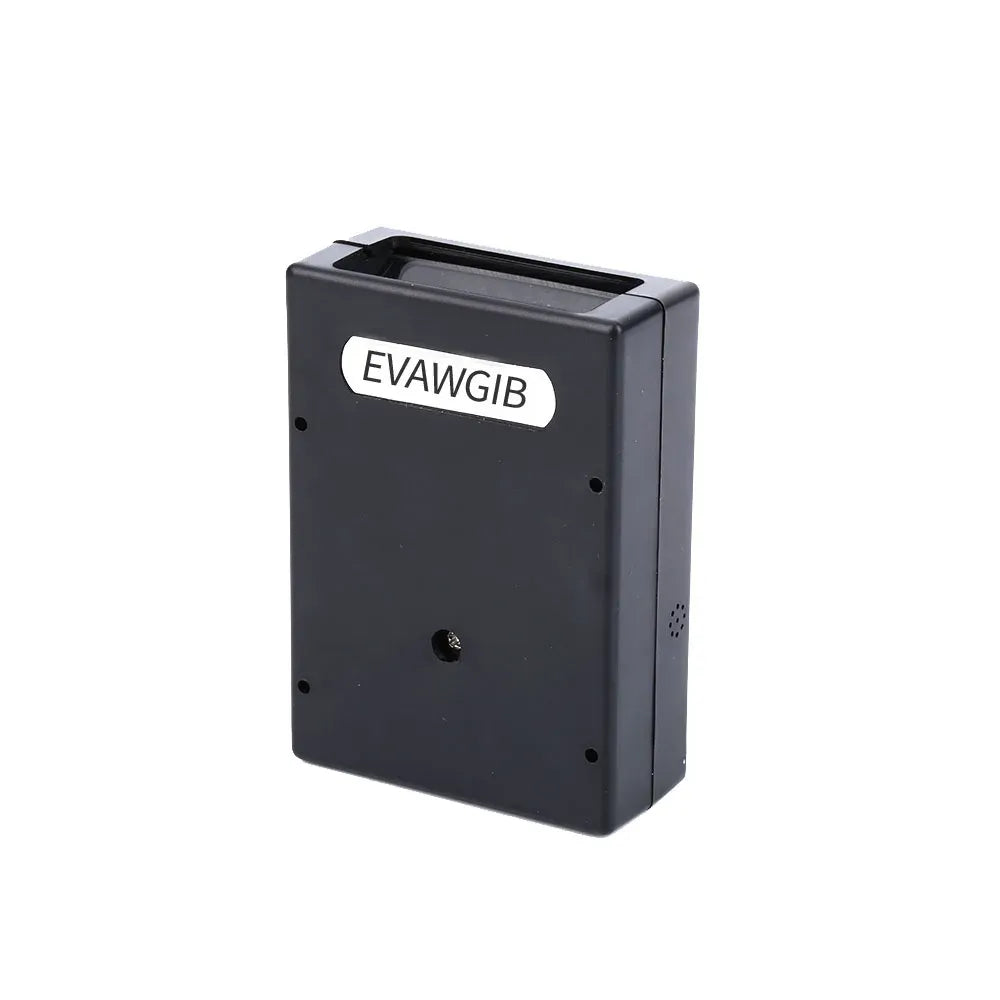 Black fixed barcode scanner module with top mount opening and side ports