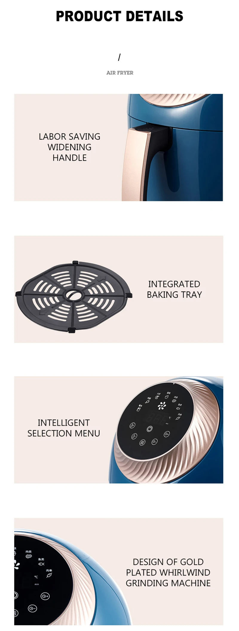 New Type Multi-Function 3.5L Air Fryer Household  Smoke-Free No-oil Electric Fryer Intelligent Set Timing Fryer