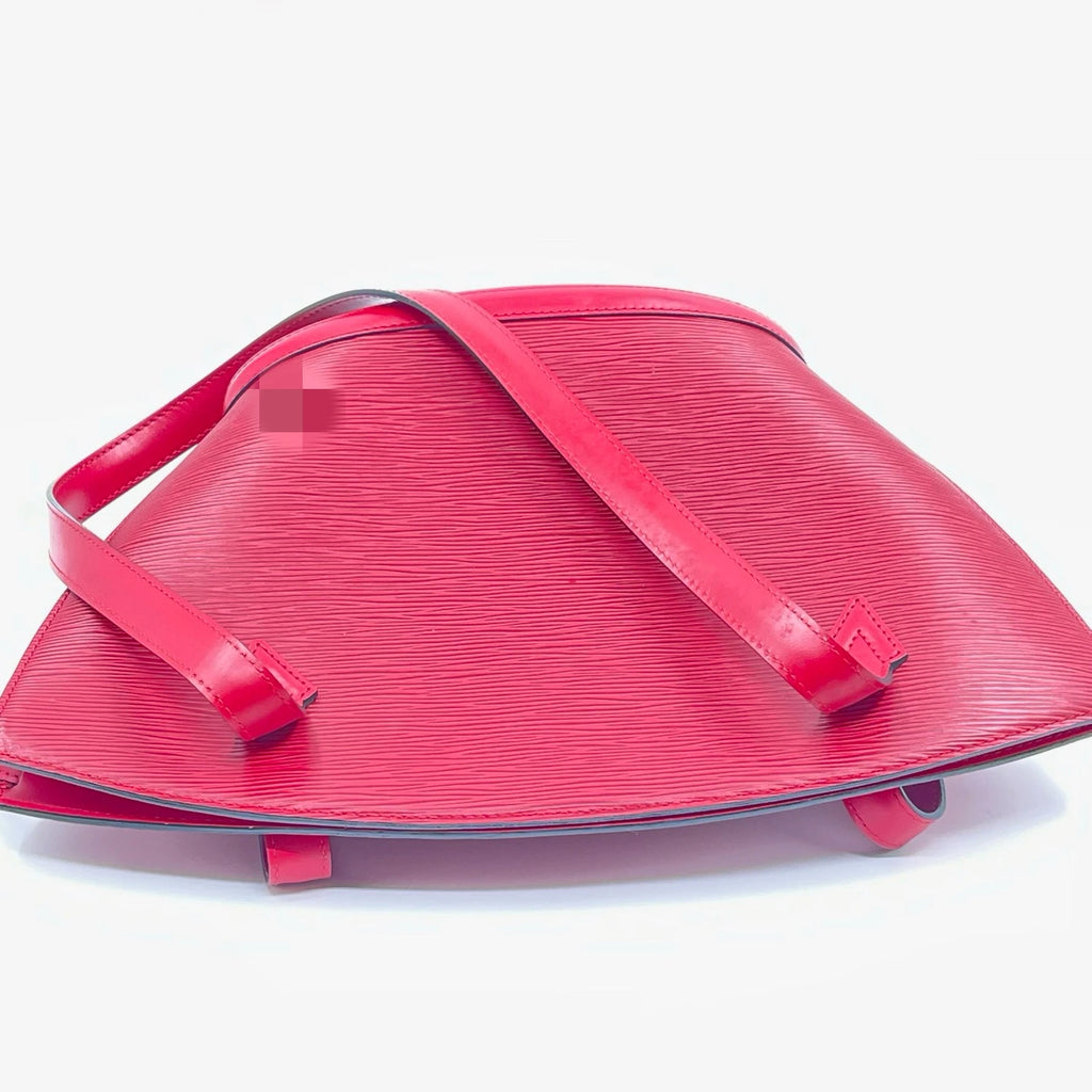 Luxury Second-hand Fashion Genuine Leather Red Ladies Shoulder Bag, Classic Water Ripple Design Shoulder Bag