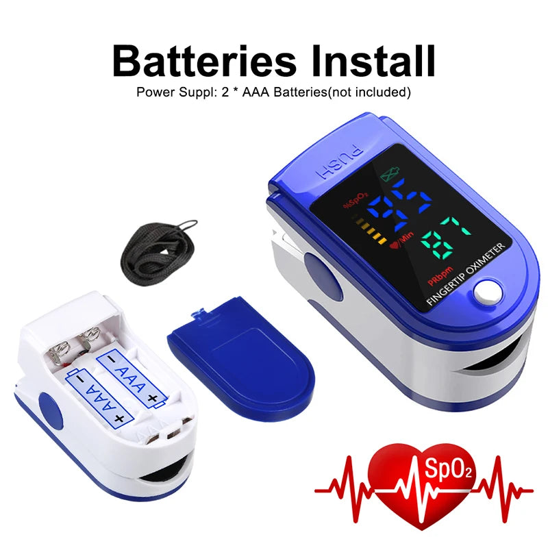 Fingertip Pulse Oximeter SpO2 Monitor Oxygen Saturation Monitor Pulse Rate Measuring Gauge Device Heart rate monitor