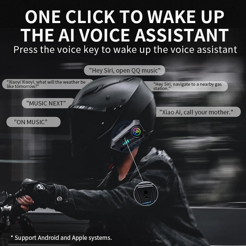 Bluetooth Speaker -New Y10 Motorcycle Helmet Intercom Waterproof BT 5.3 Long Standby Helmet Intercomunicador Speaker Earphone