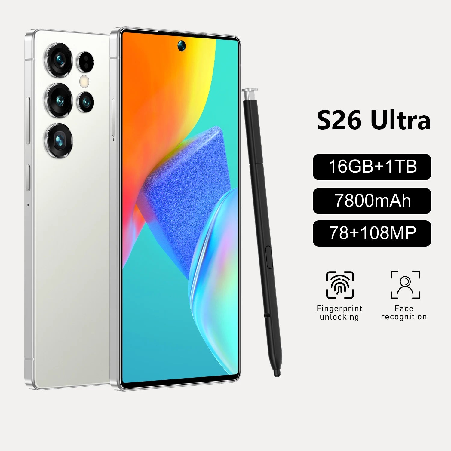 Tidesmit 5G Smartphone, 1TB Storage, 16GB RAM, 7-Inch OLED Display White 16g 1TB Tidesmit